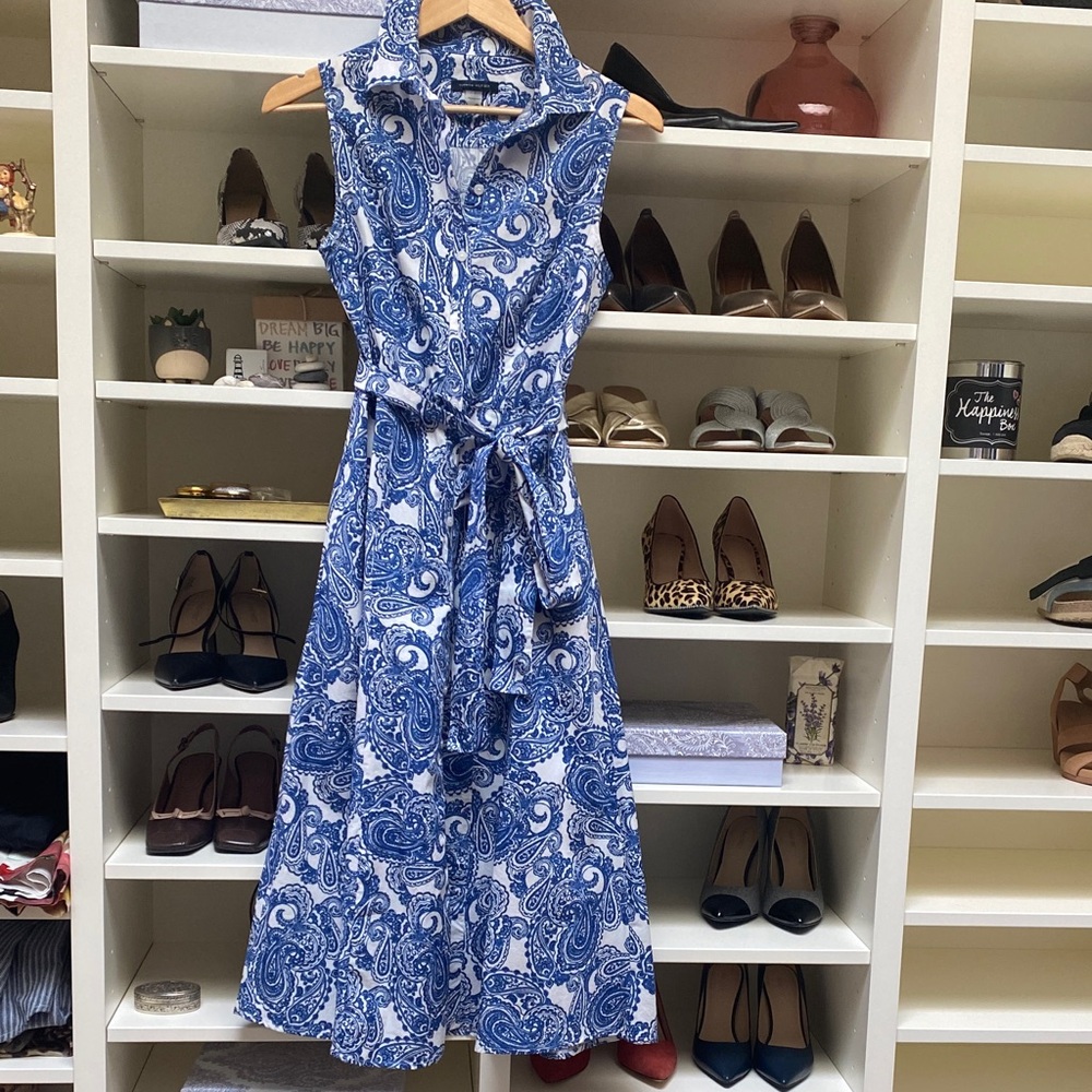 Tommy Hilfiger Sleeveless Paisley Midi Button-down Summer Dress. Size 4. NEW